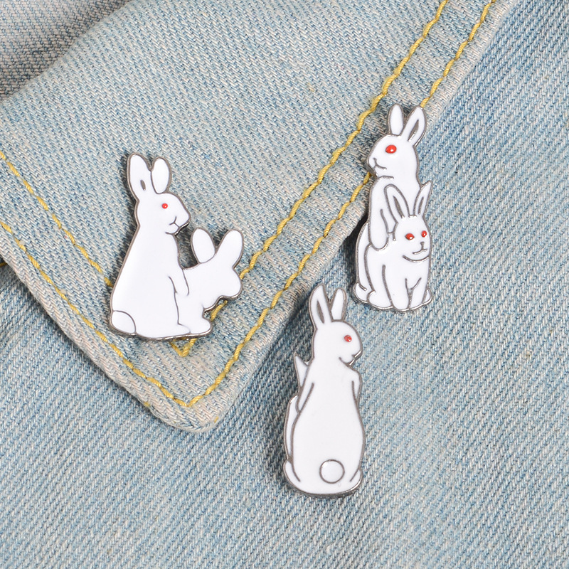 Embroidery Rabbit - Animais de desenho animado Broche Pins,