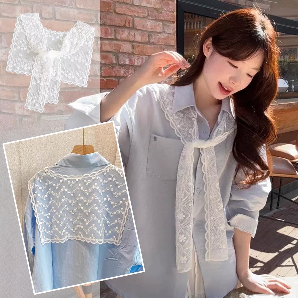 Embroidery Uniform - Lenço de Renda Francesa para Mulheres,