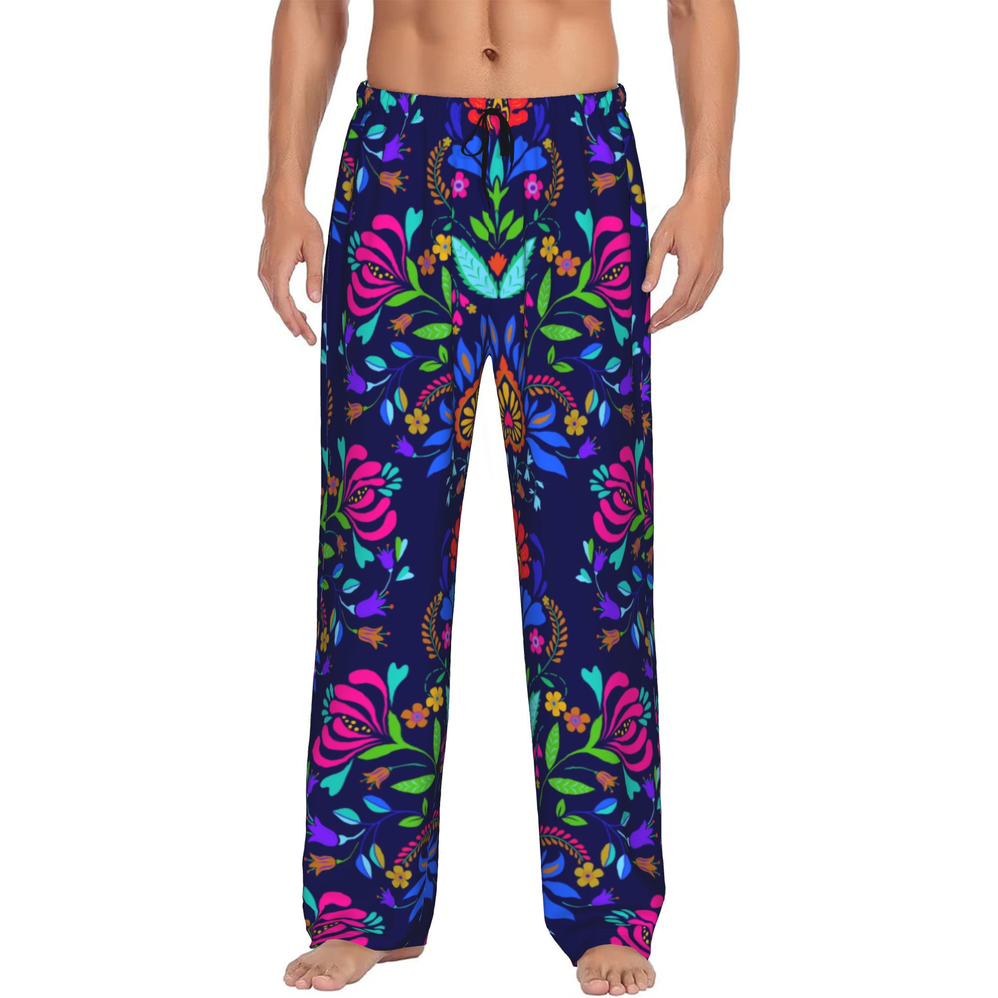 Embroidery Art - Calças de Pijama Masculinas com Bordado
