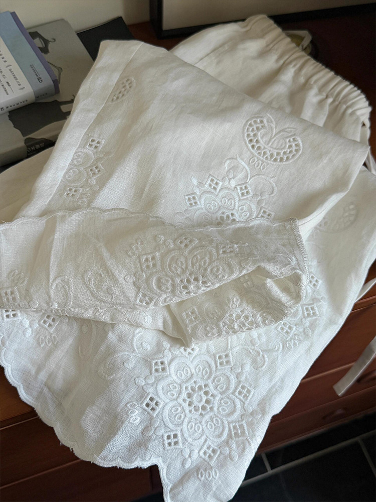 Calças de Perna Larga com Bord - Embroidery Artist avaliação e preço