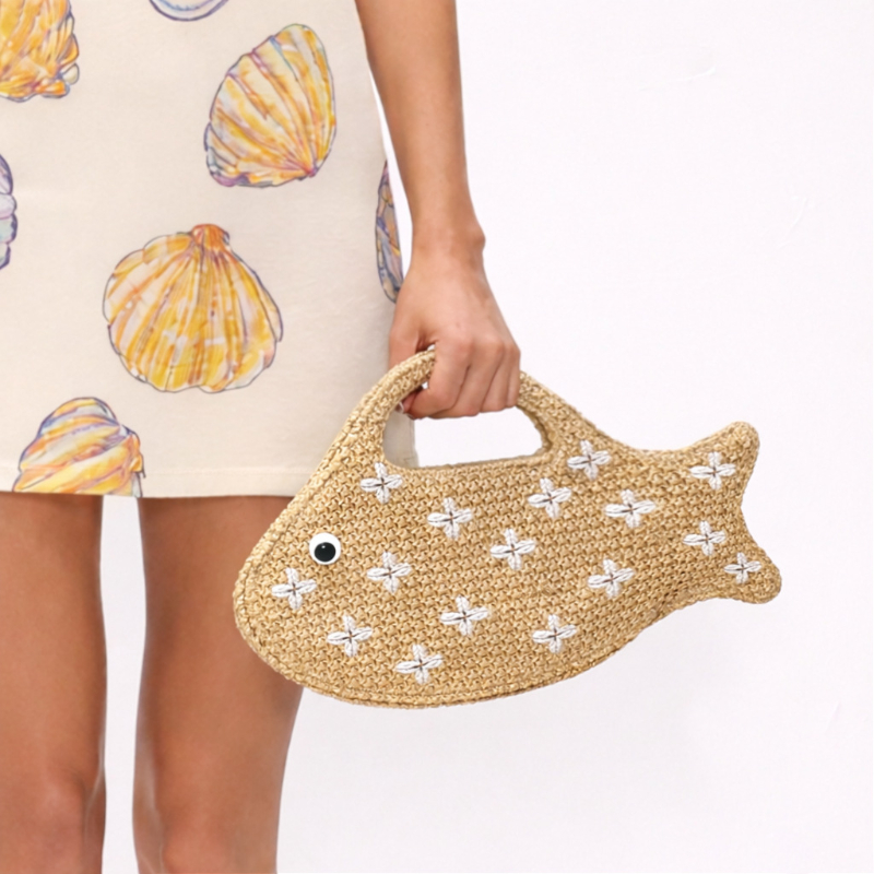 Bolsa de Palha de Ráfia Trança - Embroidery Fish avaliação e preço