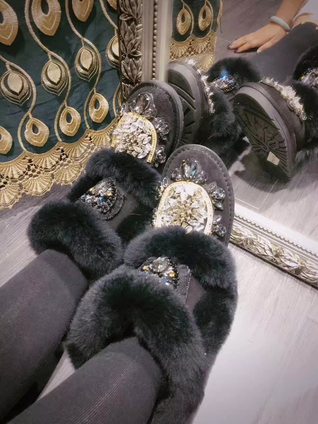 Botas de strass com cristal bo - Embroidery Rabbit avaliação e preço