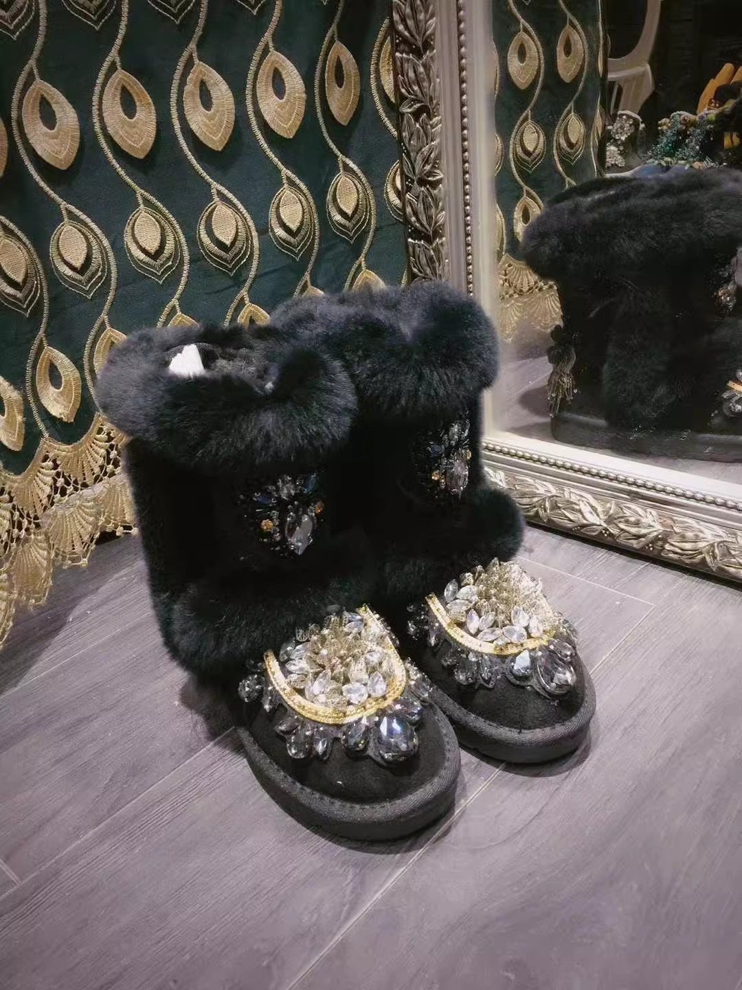Botas de strass com cristal bo - Embroidery Rabbit avaliação e preço