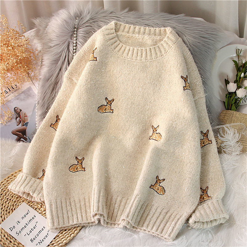 Novo Suéter Feminino Kawaii Ul - Embroidery Thread Yarn avaliação e preço