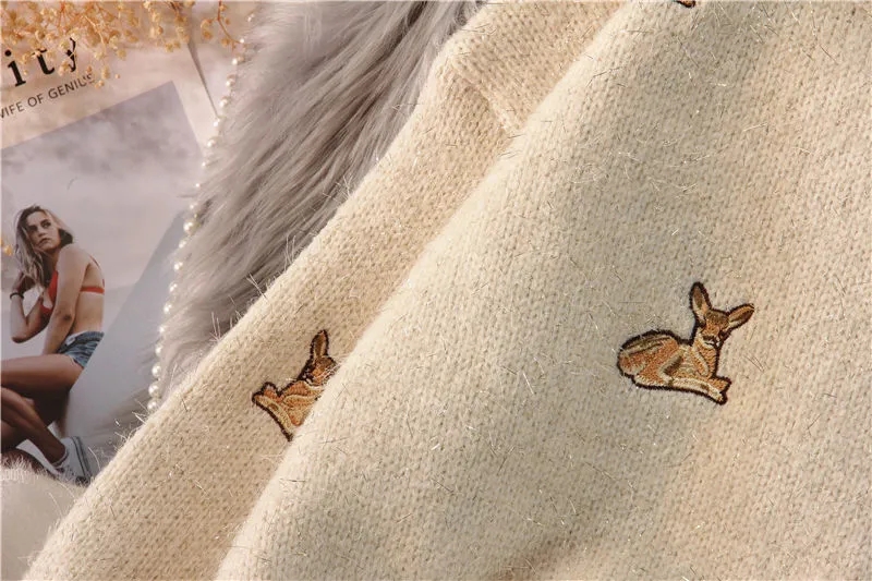 Novo Suéter Feminino Kawaii Ul - Embroidery Thread Yarn avaliação e preço