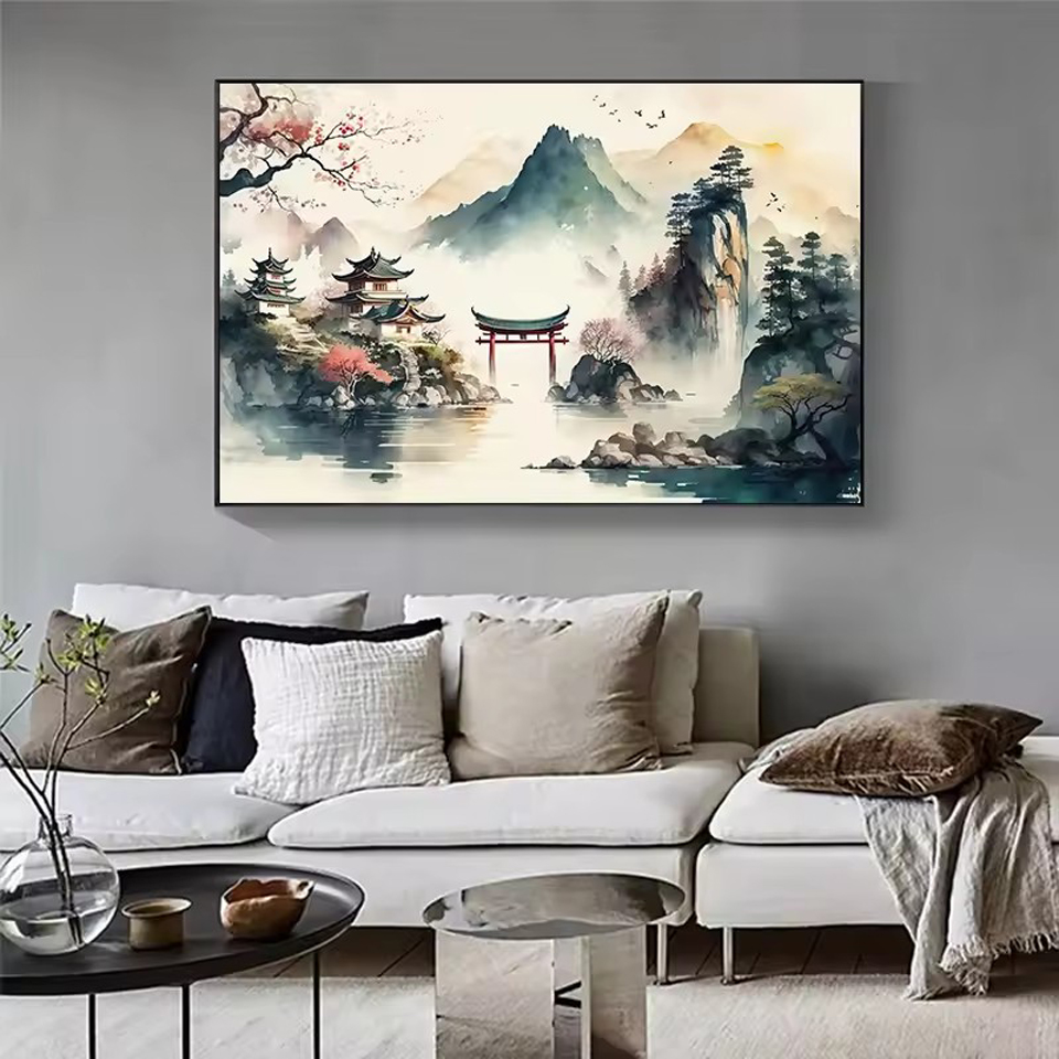 Pintura de Paisagem Japonesa e - Embroidery Fish avaliação e preço