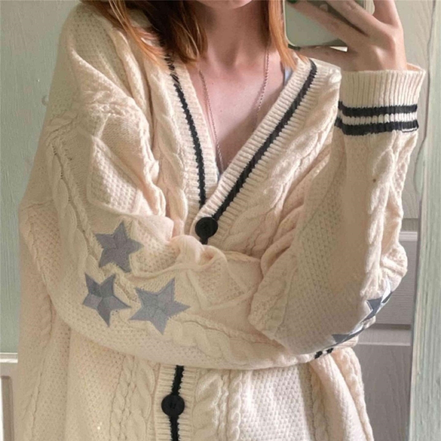 Cardigan bordado estrela monoc - Embroidery Thread Yarn avaliação e preço