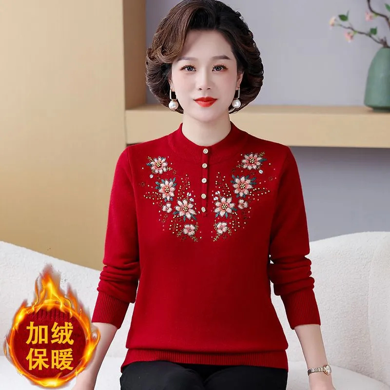 Mãe camisola outono inverno fe - Embroidery Thread Yarn avaliação e preço