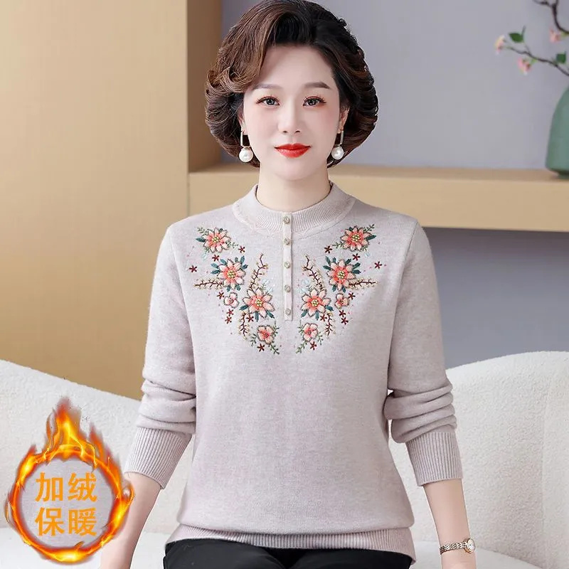 Mãe camisola outono inverno fe - Embroidery Thread Yarn avaliação e preço