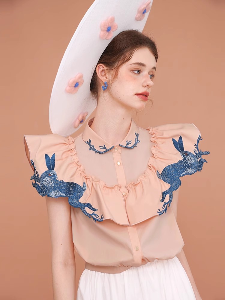 Camisa bordada coelho para mul - Embroidery Rabbit avaliação e preço
